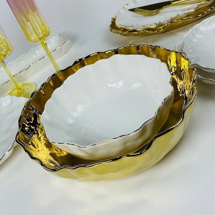 Lenardi 305-279 Набор из 2 салатников 23/30,5см ВАНЕССА ЗОЛОТО в под.уп.(х6)Фарфор