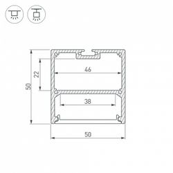 Профиль Arlight SL-LINE-5050-2500 ANOD+OPAL 020467