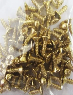 Саморезы по дереву золотые 2.5х8 мм декоративные с потайной головкой 100 шт, шурупы для шкатулки