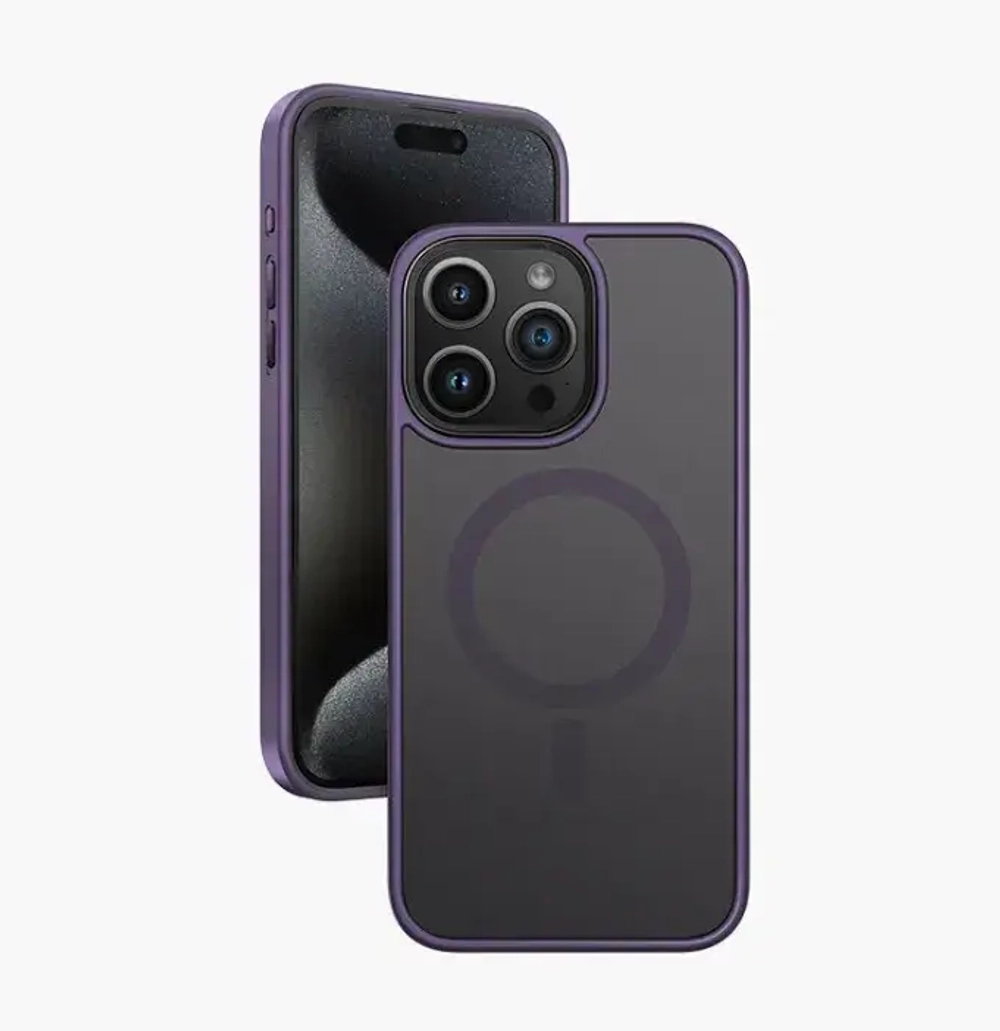 Чехол-накладка Keephone Magsafe Case для Apple iPhone 14 Pro пластиковый (фиолетовая рамка)