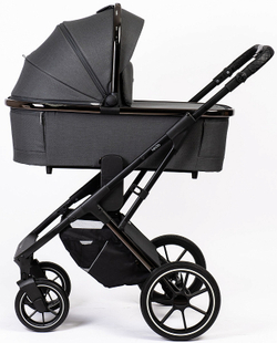 Детская коляска Peppy Tecla 3 в 1 с автокреслом First black Shadow Antrazit Chrome Edition (Графитовый)