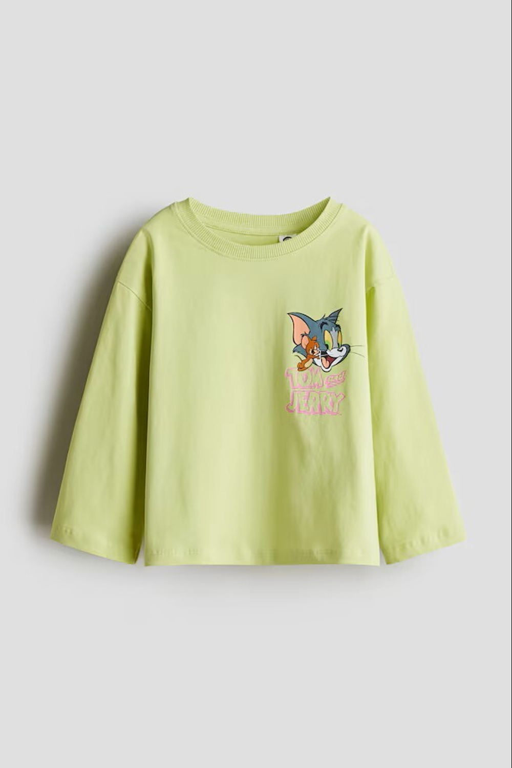 H&M Футболка из хлопка с принтом, лаймовый