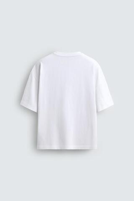 ZARA ФУТБОЛКА С КОМБИНИРОВАННЫМИ ПРИНТАМИ, БЕЛЫЙ