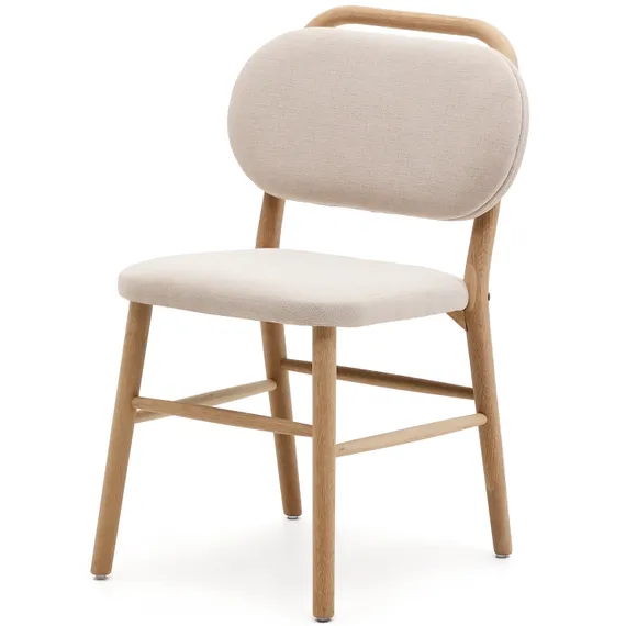 Helda Стул из бежевой синели и массива дуба