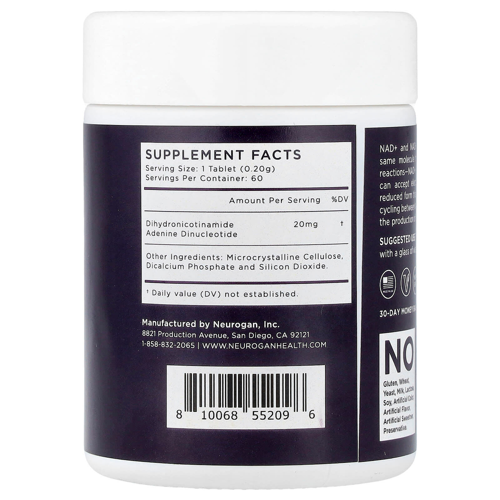 Neurogan Health, NADH, 20 мг, 60 таблеток, 18 г (0,63 унции)