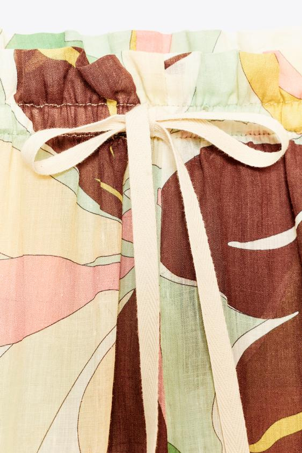 ZARA БРЮКИ ИЗ РАМИ С ЦВЕТОЧНЫМ ПРИНТОМ — ZW COLLECTION, ЗЕЛЕНЫЙ