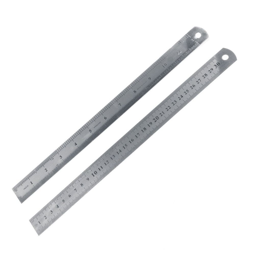 Линейка Alingar, 30 см, металлическая, пружинистая, нержавеющая, 2 шкалы см/дюйм, пакет ПВХ
