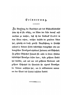 Ueber den Credit. Aus dem Ungarischen übersetzt von Joseph Vojdisek. Nebst einem Anhange enthaltend. Anmerkungen und Zusätze von einem ungarischen Patrioten | István Széchenyi