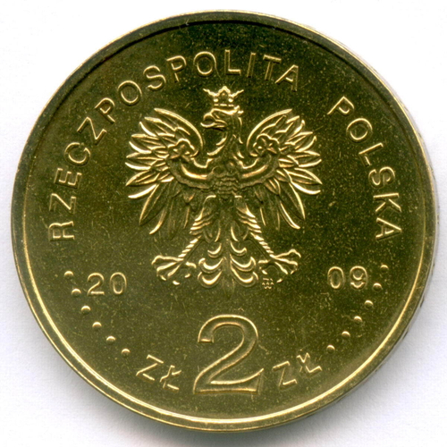 2 злотых 2009 год. Польша. 100 лет поисково-спасательной службы в Татрах. Латунь XF-AU