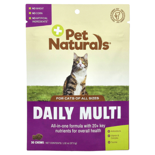 Pet Naturals, Daily Multi, мультивитаминная добавка, для кошек всех размеров, 30 жевательных таблеток, 37,5 г (1,32 унции)