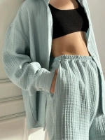 Костюм - пижама с шортами из муслина домашний оверсайз