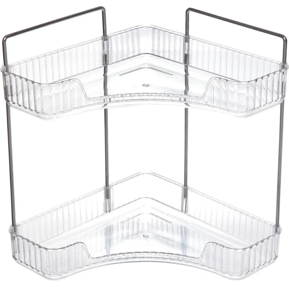 Полка для ванны угловая двойная «Фреш»прозрачная 25,7х29,7х25,7см