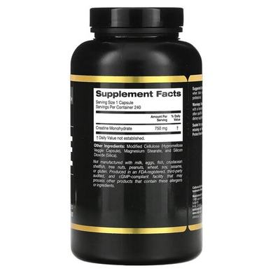 California Gold Nutrition, Sport, креатин, 240 растительных капсул