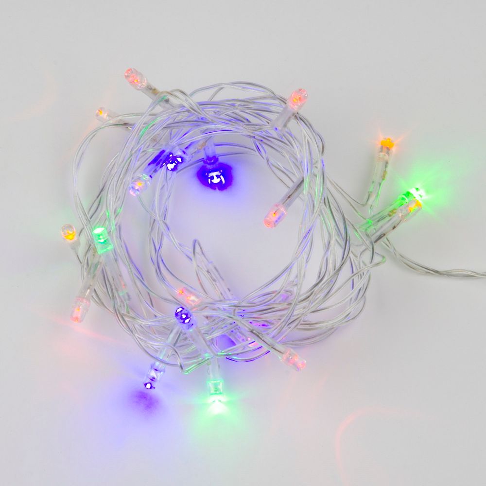 ULD-S0280-020-DTA MULTI IP20 Гирлянда светодиодная с контроллером. 20 светодиодов. 2.8 м. разноцветная. IP20. провод прозрачный.