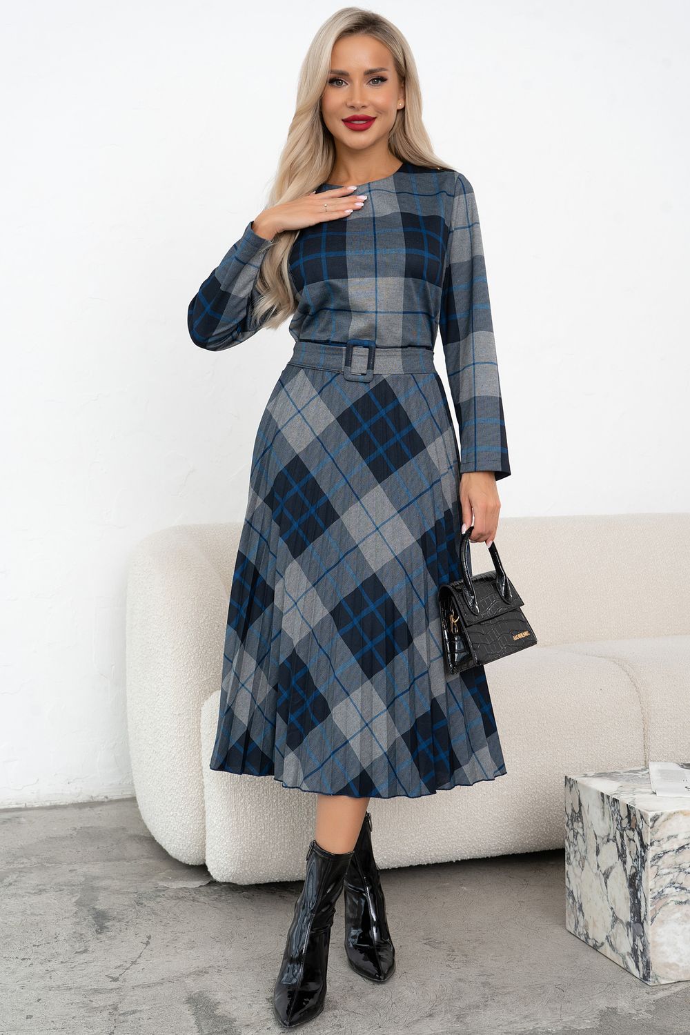 Платье Сильвия (серый/голубой)-50р-р Р11-1086/14 Nikol