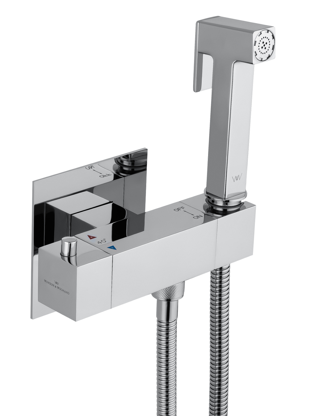 Смеситель с гигиеническим душем и термостатом встраиваемый WONZON & WOGHAND, Хром (WW-88819903-CR)