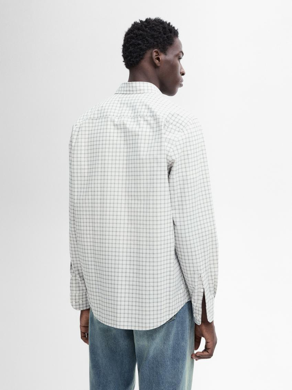 Massimo Dutti Рубашка из 100% хлопка в клетку, натуральный, кремовый