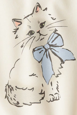 H&M Толстовка с круглым вырезом и принтом, кремовый