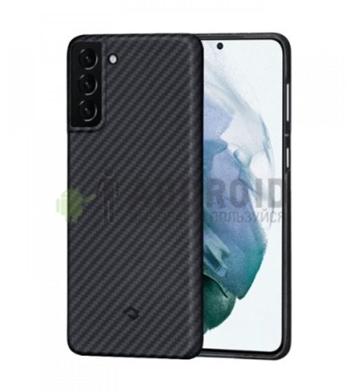 Чехол Pitaka MagEZ Case для Galaxy S21+ черно-серый, полоска, кевлар