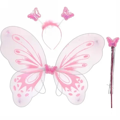 Карнавальный набор (крылья, ободок, палочка) «Фея Романтика» (крылья 42*48 см), Белый/розовый