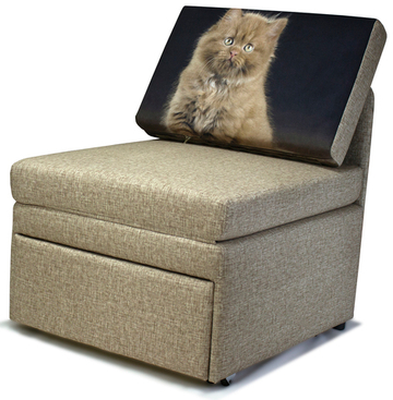 Кресло-кровать "Миник" Rich Beige (бежевый), купон "Котенок сидит"