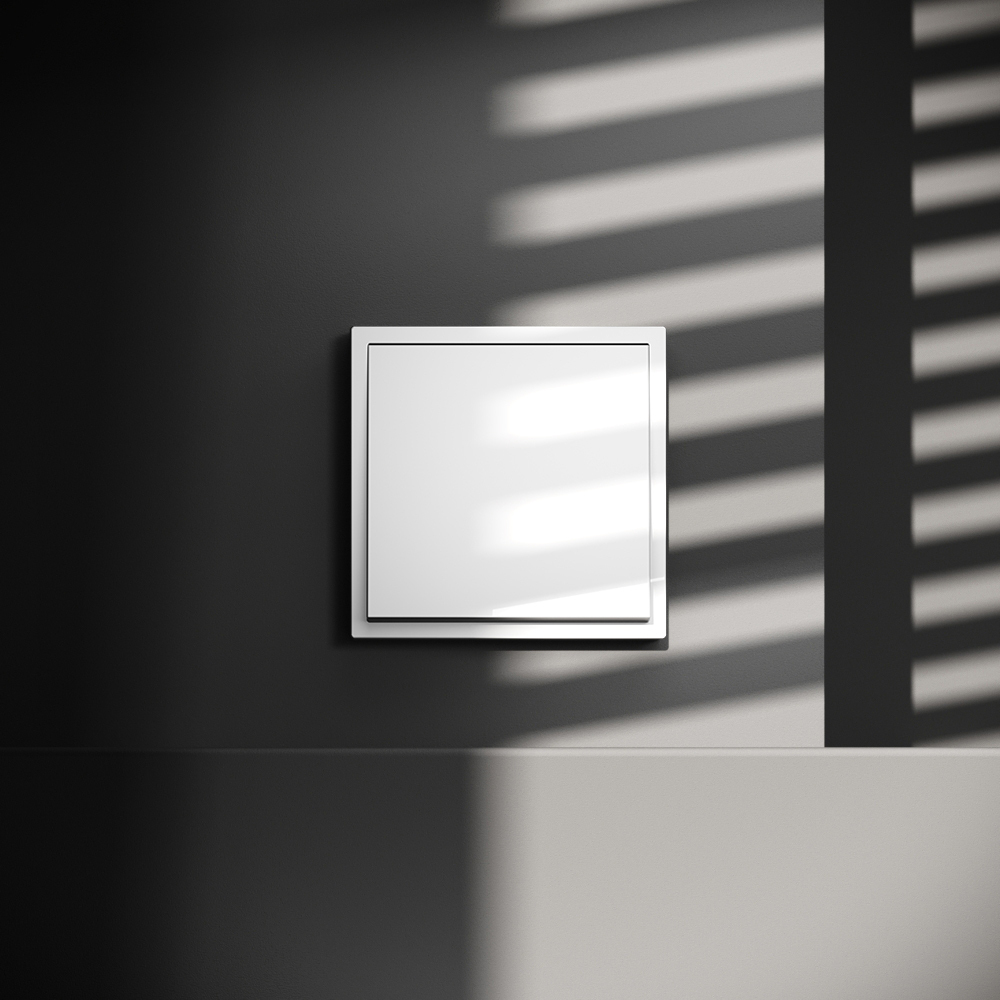 Перекрестный переключатель встраиваемый VOLTUM S70 одноклавишный 10А, (белый глянцевый)