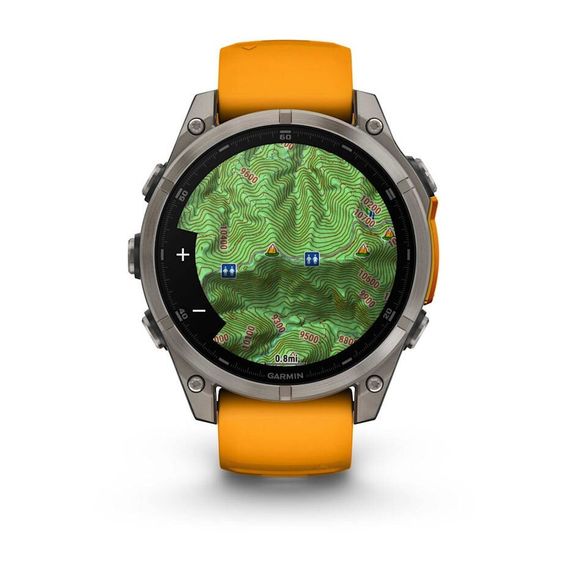 Garmin Fenix 8 Amoled Sapphire 47 мм – Титановый, оранжевый ремешок