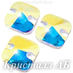 Пришивной округлый квадрат Solvo с 2 отверстиями, Кристалл АБ