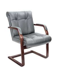 Кресло для посетителей Paris C серая кожа