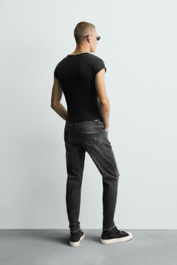 ZARA ДЖИНСЫ SKINNY FIT С РАЗРЕЗАМИ, СЕРЫЙ