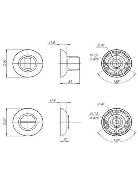 Ручка поворотная BK6 JR SN/CP матовый никель/хром