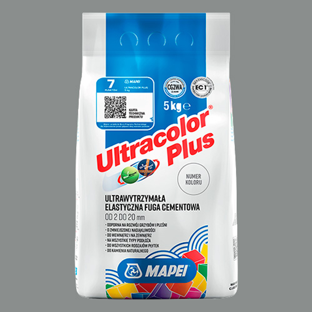 Затирка швов цементная Mapei Ultracolor Plus №112 Серый 5кг