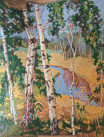 Гобеленовая сумка Березка (39х39х12)
