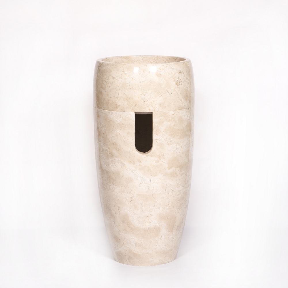 Раковина напольная из мрамора Round Midle Big Cream MN-01706 (45*45*90 см)