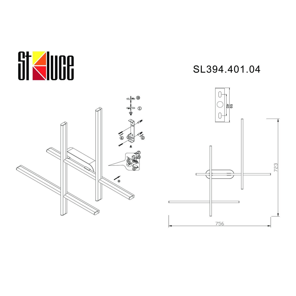 SL394.401.04 Бра ST-Luce Черный/Белый LED 4*9W 4000K