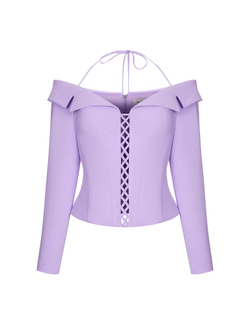 Блейзер корсетного типа c открытыми плечами из крепа со шнуровкой
