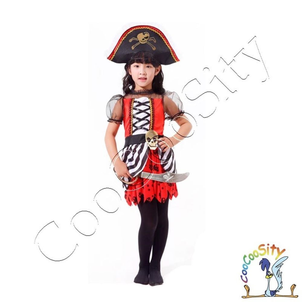 костюм Пиратка, детский рост 90-110 см (платье, шляпа, повязка)