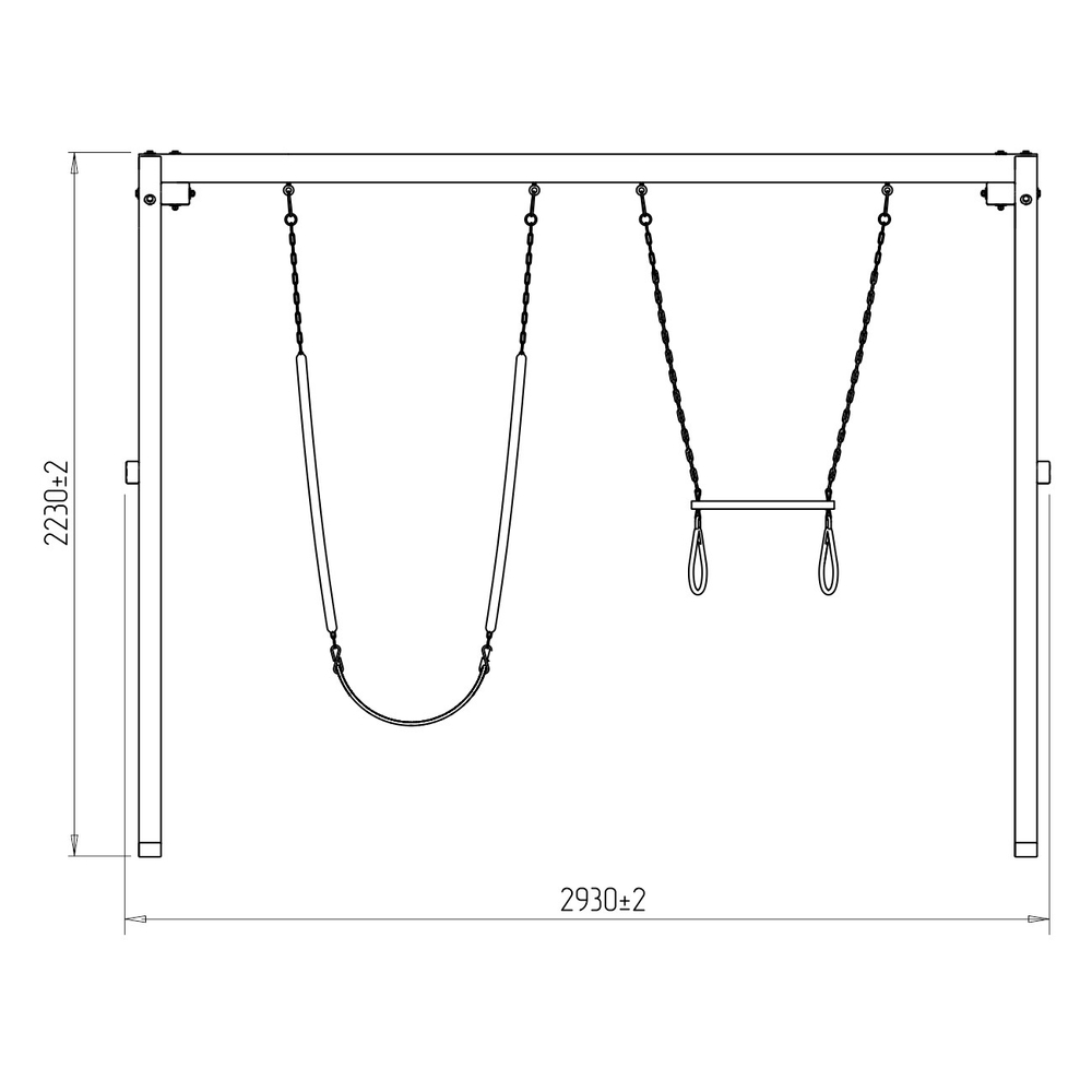 Деревянные качели с трапецией и гибкими качелями