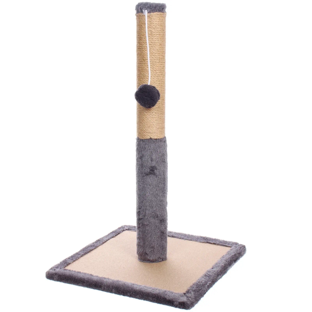 Когтеточка на подставке «Счастливый хвост!, цвет серый, 30*30*52см / d-6см