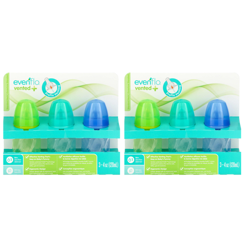 Evenflo Feeding, Тинт-флакон с вентиляцией и Twist из полипропилена, стандартный, для детей от 0 месяцев, с медленным потоком, 6 флаконов по 120 мл (4 унции)
