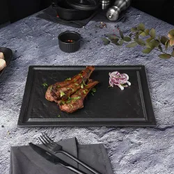 Блюдо прямоугольное 33*24 см h1,7 см для стейка Black Raw Stellar P.L. Proff Cuisine [1]