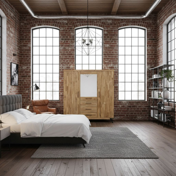 Шкаф для одежды 180х62х190, Флеверс, распашной для одежды, массив дуба, на металлических ножках, Dipriz