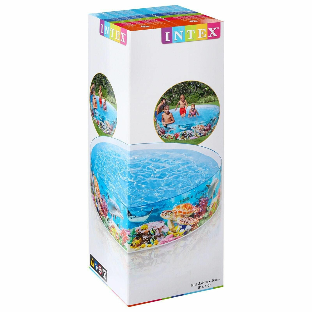 Бассейн каркасный Intex 58472 Snapset 244х38 см / Круглый сборный бассейн Пляжные друзья Интекс жесткий для дачи