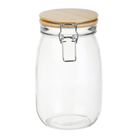 Банка для сыпучих продуктов 1000мл 11x17см, стекло, крышка бамбук