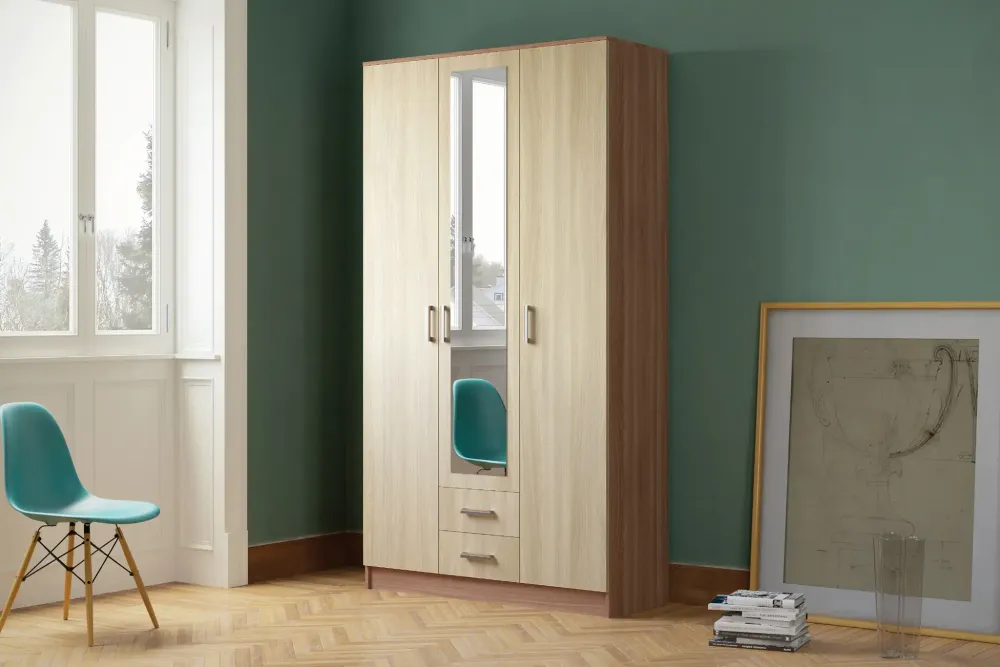 Шкаф Трио Ясень Шимо темный- Ясень Шимо светлый, 1200х2200х487 МФ ЭРА