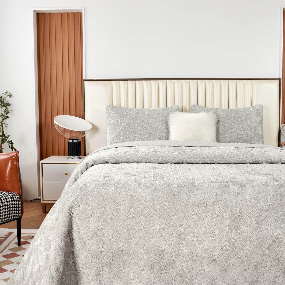 Покрывало 240x260 Sofi De MarkO Розалин светло-серое