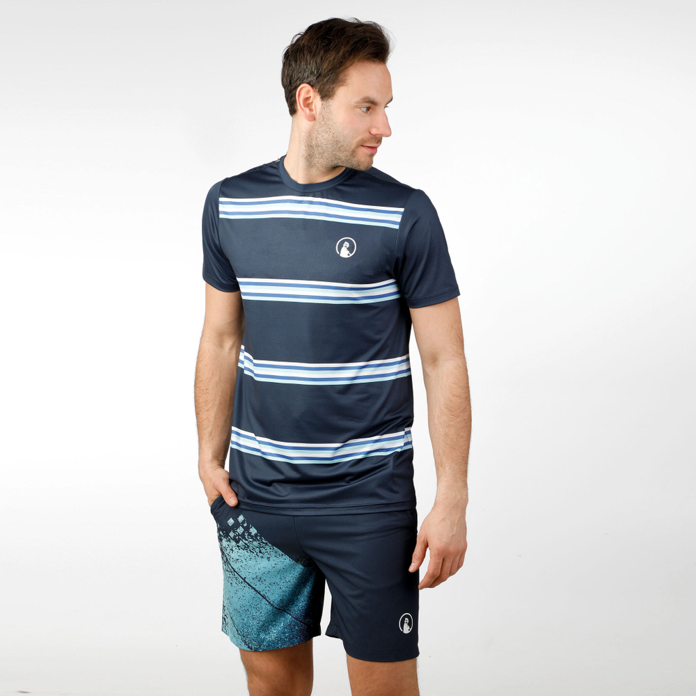 Мужское теннисное поло Quiet Please Ocean AOP Stripe Receiver T-Shirt Men - Blue