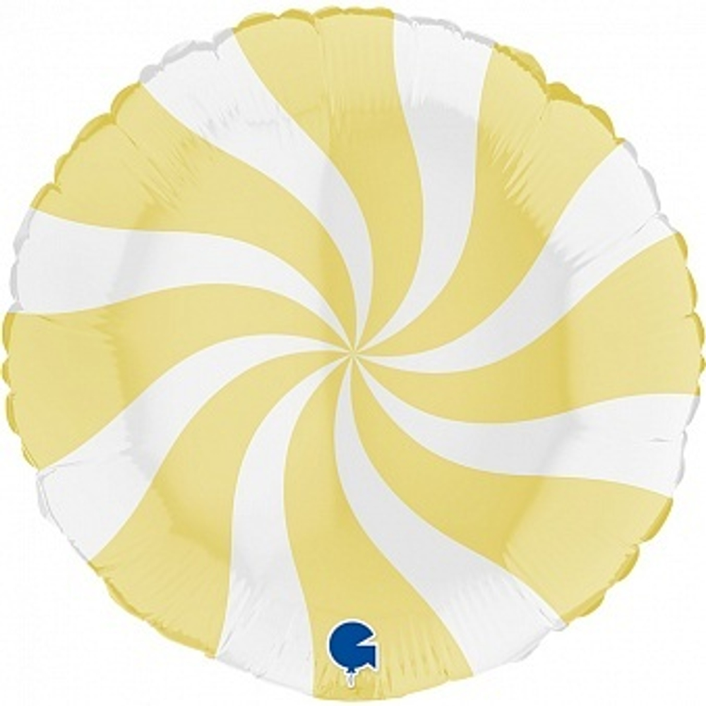 Г 18" Круг Леденец конфета карамель Макарунс Желтый/Белый