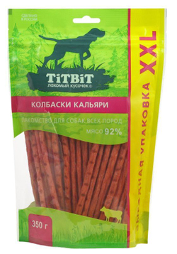 Лакомство TiTBiT для собак Колбаски Кальяри, выгодная упаковка XXL, 350 г х 2 упаковки