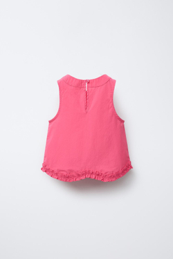 ZARA ТОП С ОБОРКАМИ, МАЛИНОВЫЙ